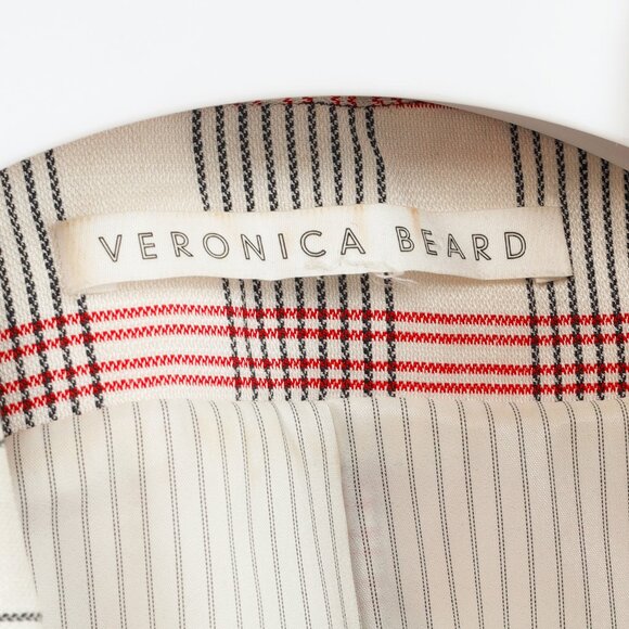 Veronica Beard Rosa Red & White Plaid Ruffle-Sleeve Vest - Picture 9 of 11